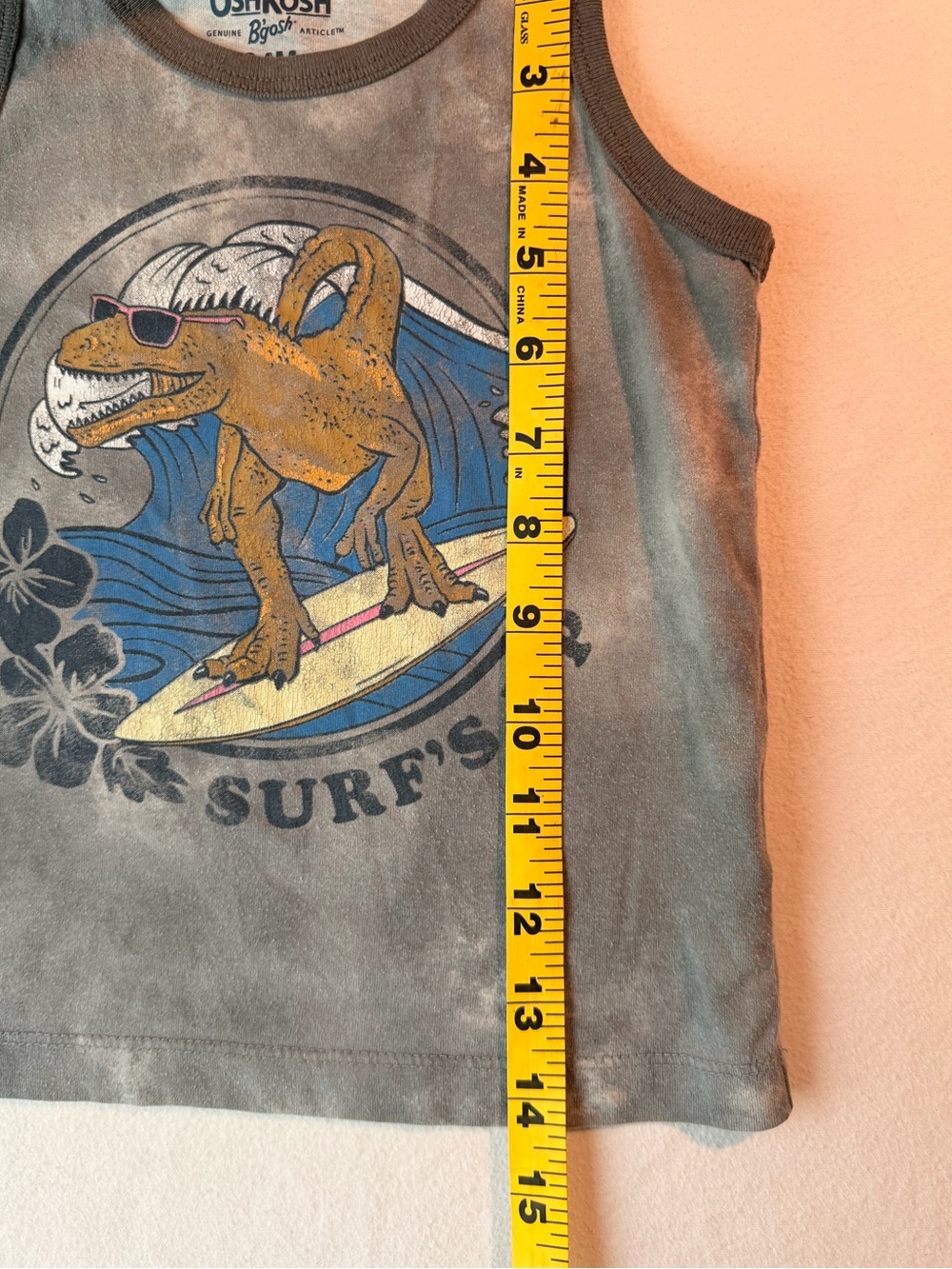 OshKosh B'gosh Gray Tank Top with Surf Dinosaur Graphic - Picture 5 of 6